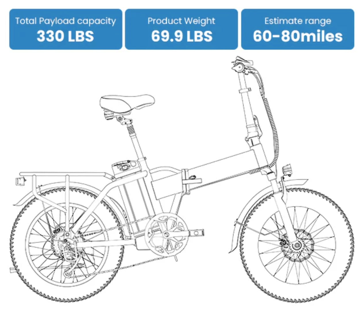 Foldable E-bike Up to 100Mile/35mph - Low Stock