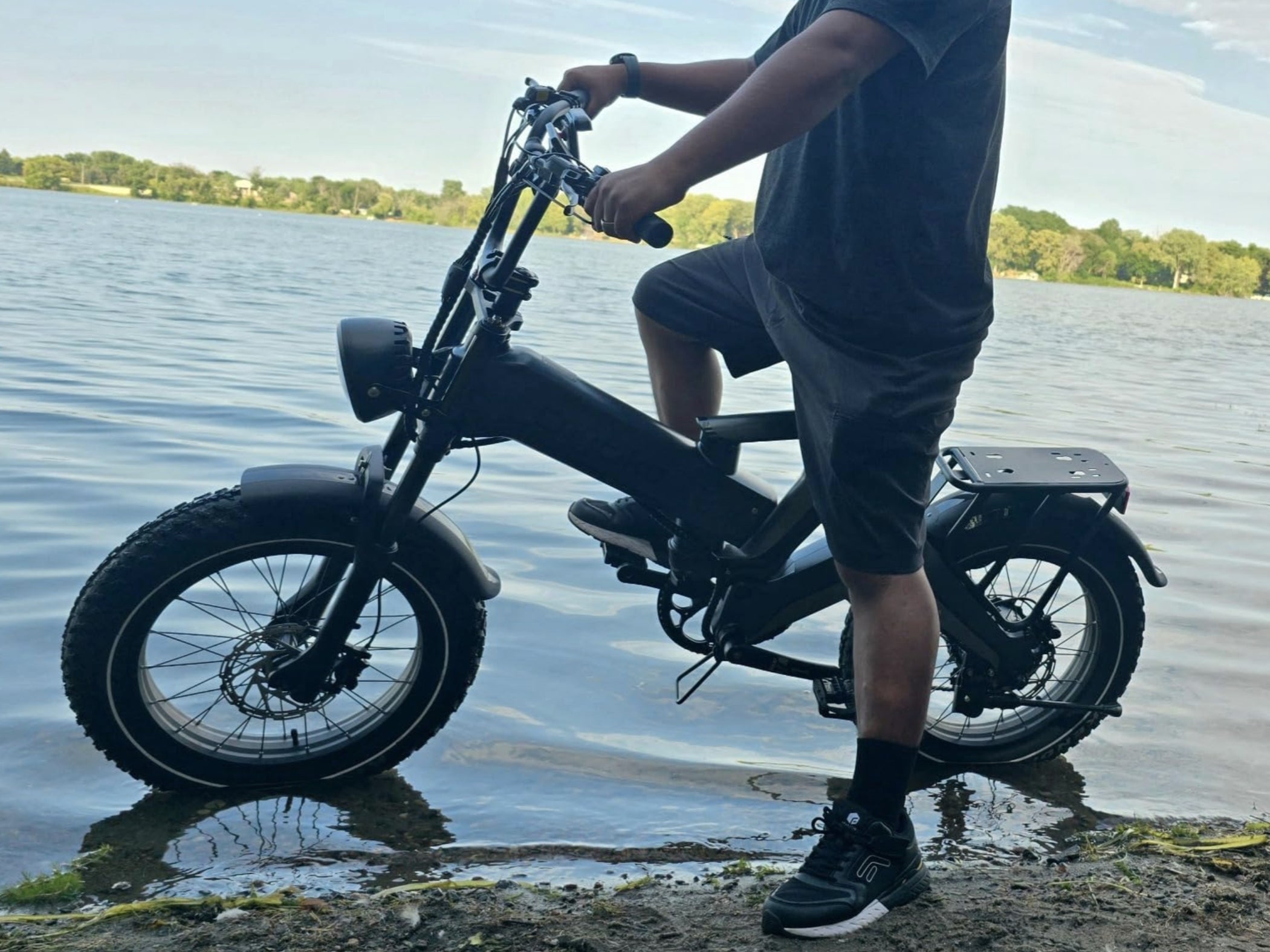 X50 with panniers near the beach