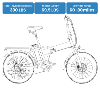 Foldable E-bike Up to 100Mile/35mph - Low Stock